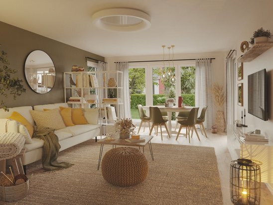 Bungalow-128-Wohnzimmer Wohlfühloase mit Stil